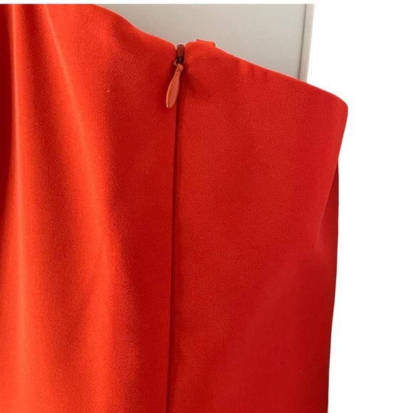 Milly Red Sleeveless A-Line Dress Square Neck Peplum Asymmetrical Ruffle Size 6 - Picture 6 of 13